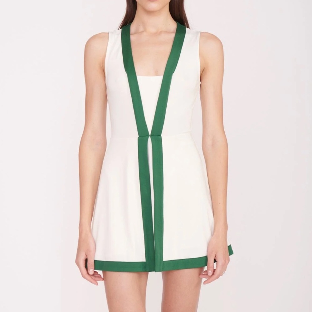 STAUD CROSS-COURT DRESS IVORY COURT GREEN. Size L! Only worn once.